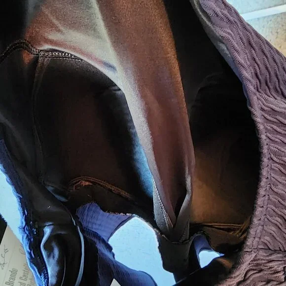 Lands' End Women's High Neck Tankini Swim Top Padded Textured Modest Blue 18W DD - Picture 10 of 11